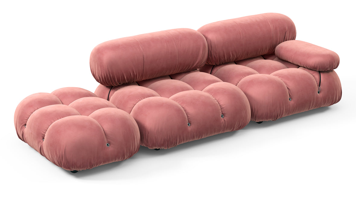 Bellini Sofa - Mario Bellini Open End Sofa, Left, Blush Pink Velvet