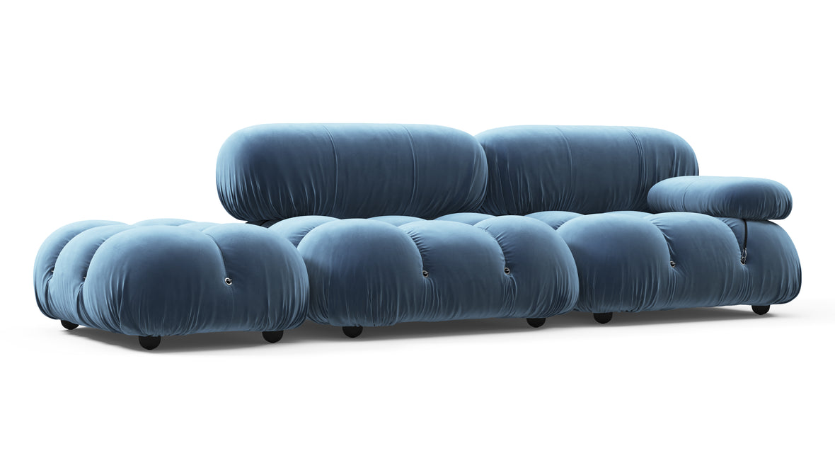 Bellini Sofa - Mario Bellini Open End Sofa, Left, Aegean Blue Velvet