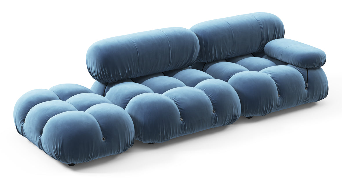 Bellini Sofa - Mario Bellini Open End Sofa, Left, Aegean Blue Velvet