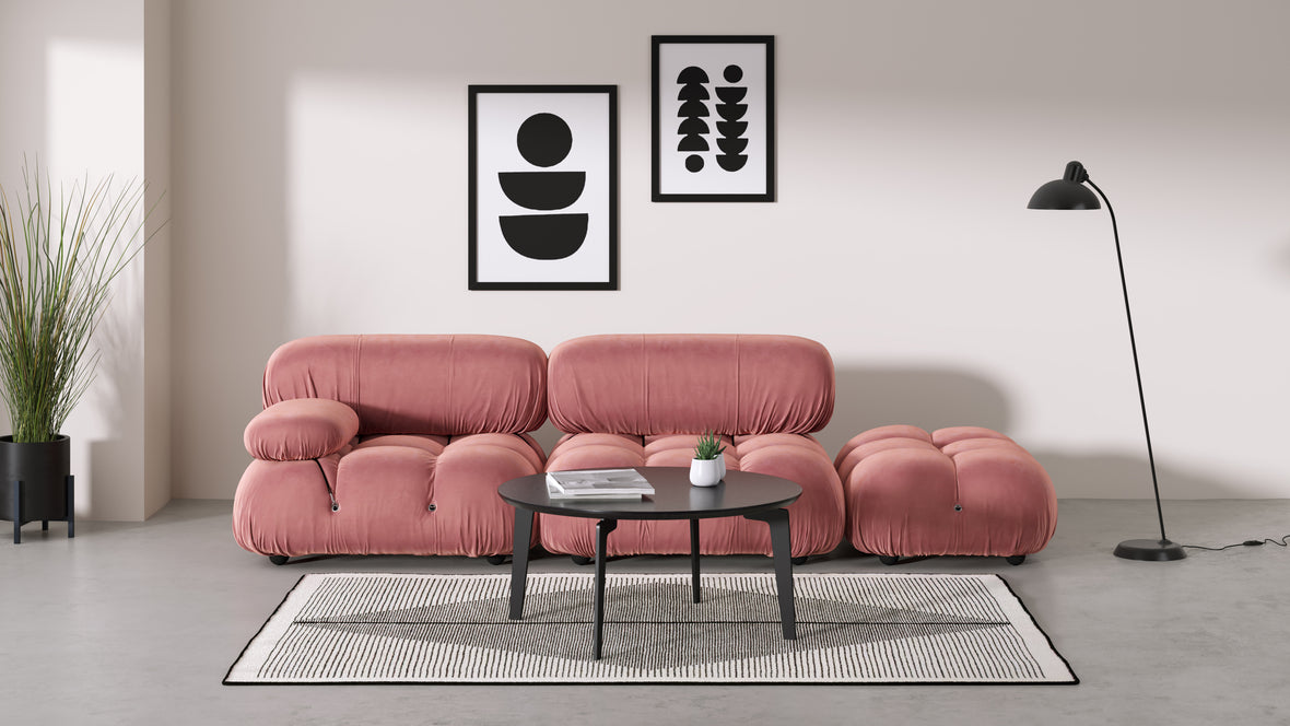 Bellini Sofa - Mario Bellini Open End Sofa, Right, Blush Pink Velvet