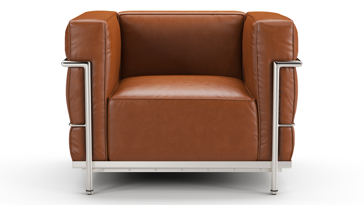 Corbusier - Corbusier Grand Modele Lounge Chair, Tan Premium Leather