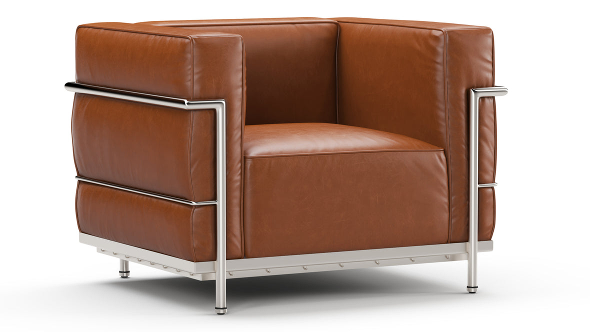 Corbusier - Corbusier Grand Modele Lounge Chair, Tan Premium Leather