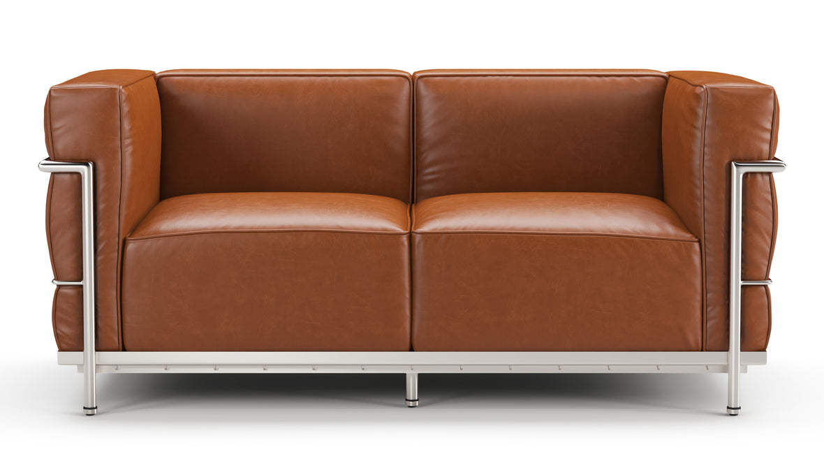 Corbusier - Corbusier Grand Modele Two Seater Sofa, Tan Premium Leather