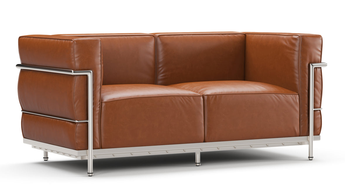 Corbusier - Corbusier Grand Modele Two Seater Sofa, Tan Premium Leather