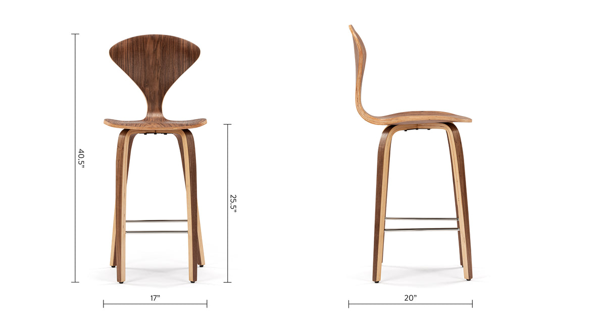 Norman - Norman Counter Stool, Walnut, 25.5
