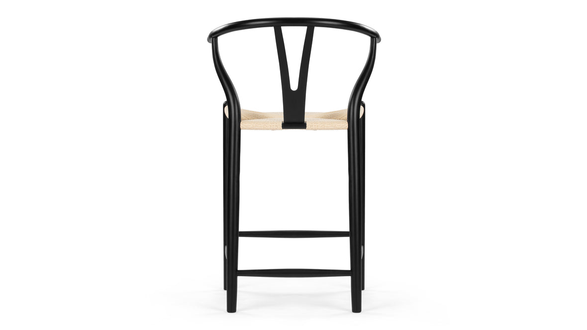 Wish - Wish Counter Stool, Black with Natural Seat, 25.5