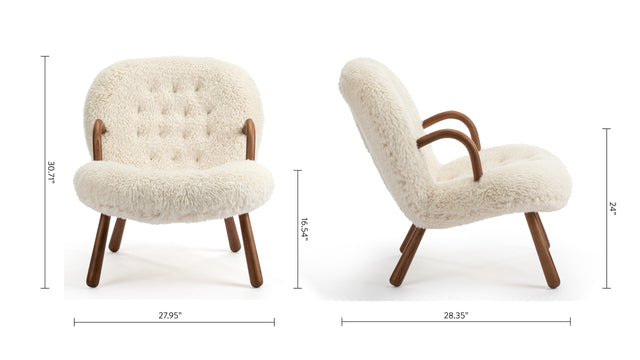 Clam - Clam Chair, White Long Hair Sherpa