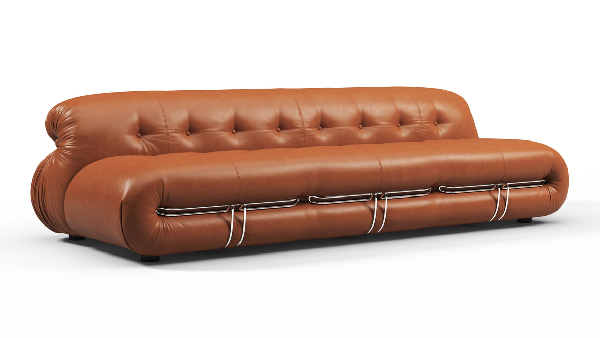 Soriana - Soriana Three Seater Sofa, Tan Premium Leather