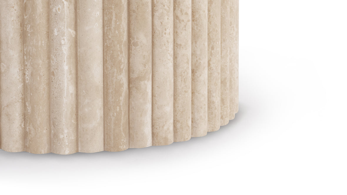 Saturn - Saturn Round Pedestal Dining Table, Travertine, 47in