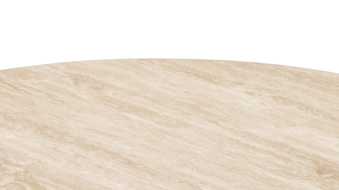 Saturn - Saturn Round Pedestal Dining Table, Travertine, 47in