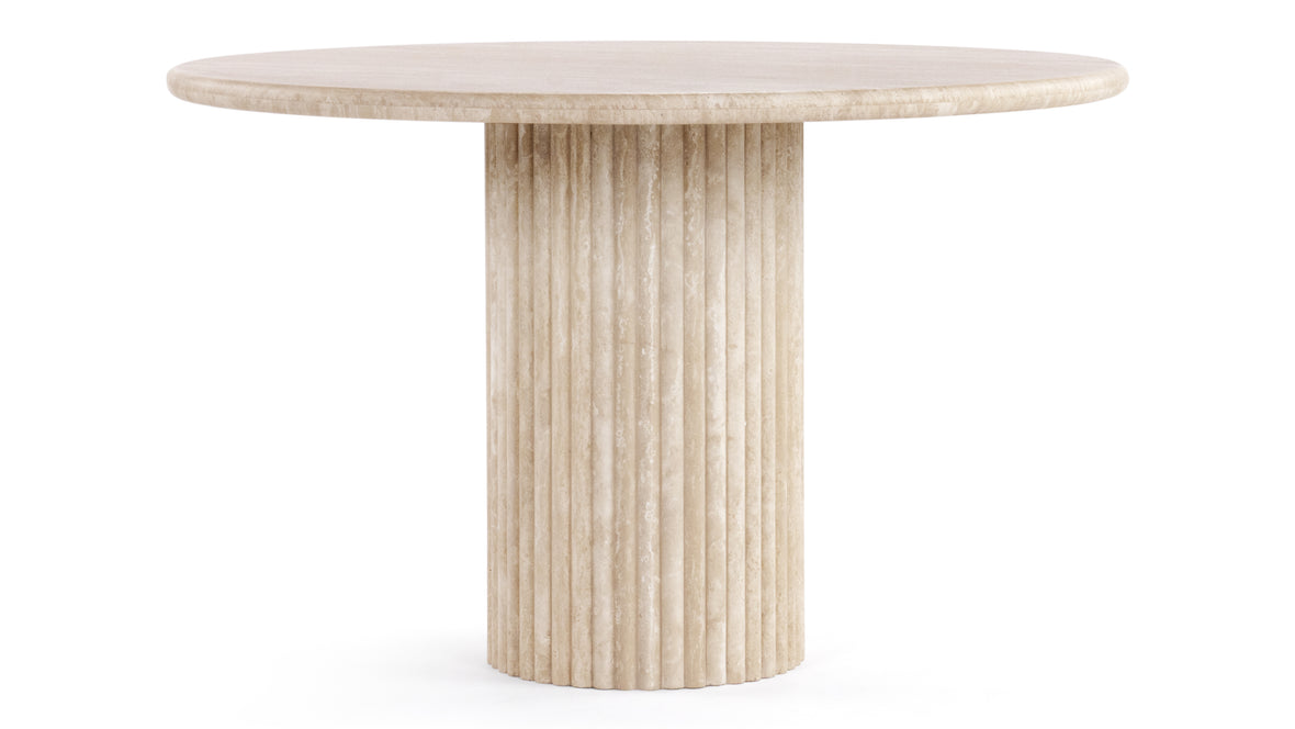 Saturn - Saturn Round Pedestal Dining Table, Travertine, 47in