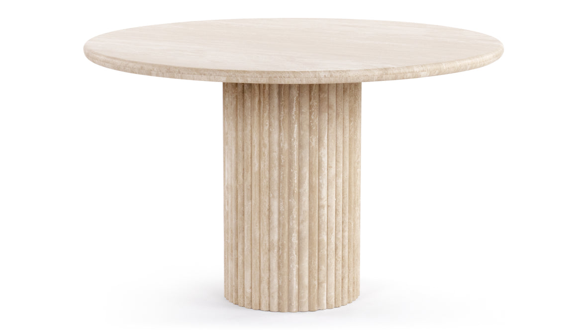 Saturn - Saturn Round Pedestal Dining Table, Travertine, 47in