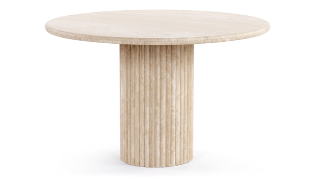 Saturn - Saturn Round Pedestal Dining Table, Travertine, 47in