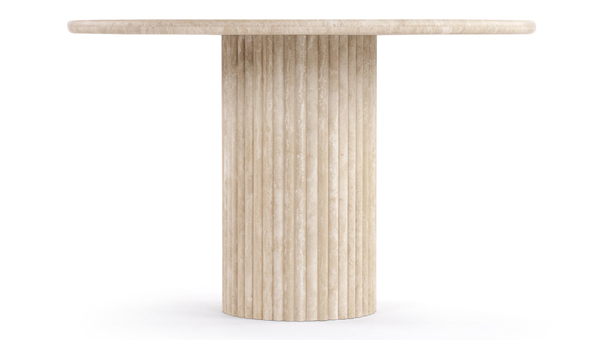 Saturn - Saturn Round Pedestal Dining Table, Travertine, 47in