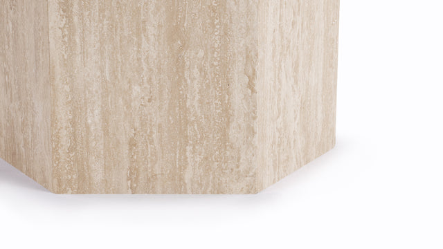 Saga - Saga Round Pedestal Dining Table, Travertine, 47in