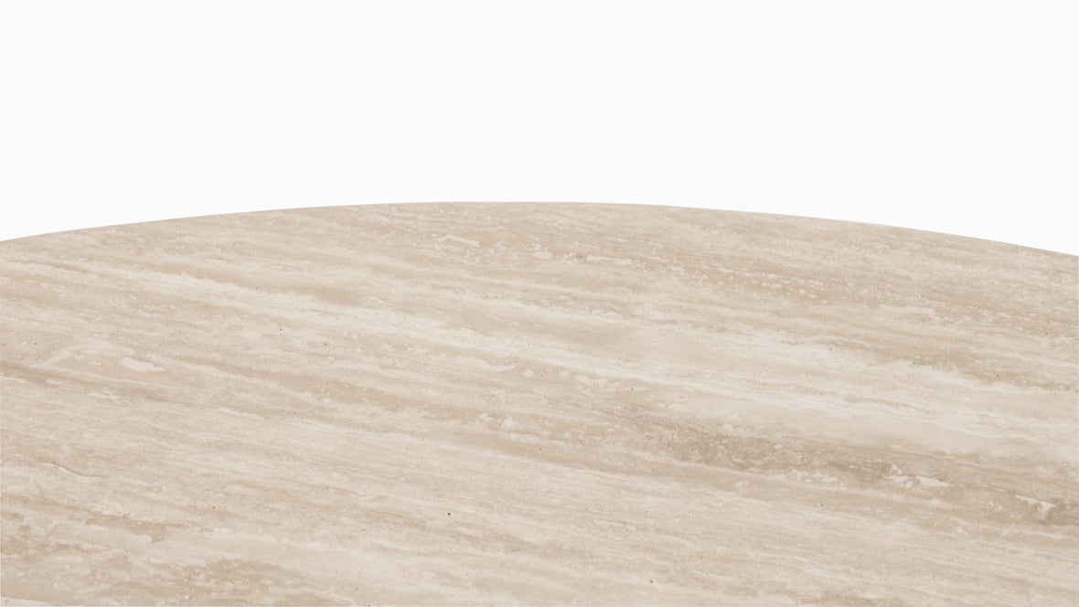 Saga - Saga Round Pedestal Dining Table, Travertine, 55in