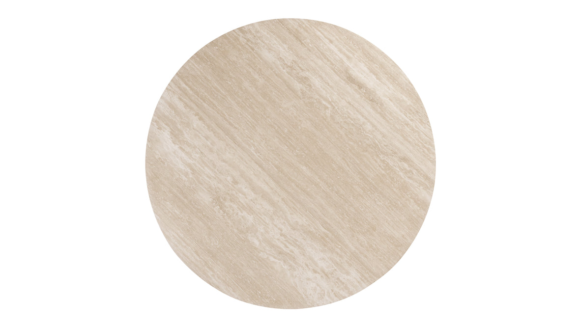 Saga - Saga Round Pedestal Dining Table, Travertine, 55in