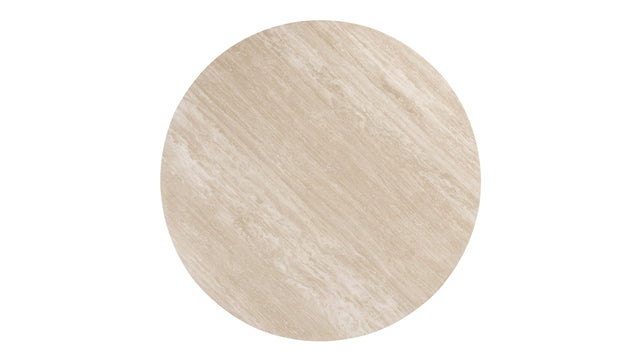 Saga - Saga Round Pedestal Dining Table, Travertine, 55in
