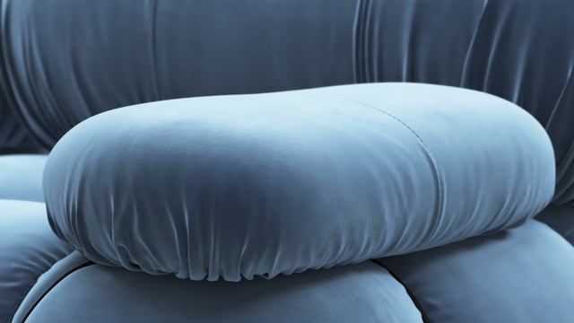 Bellini Sofa - Mario Bellini Two Seater Sofa, Aegean Blue Velvet