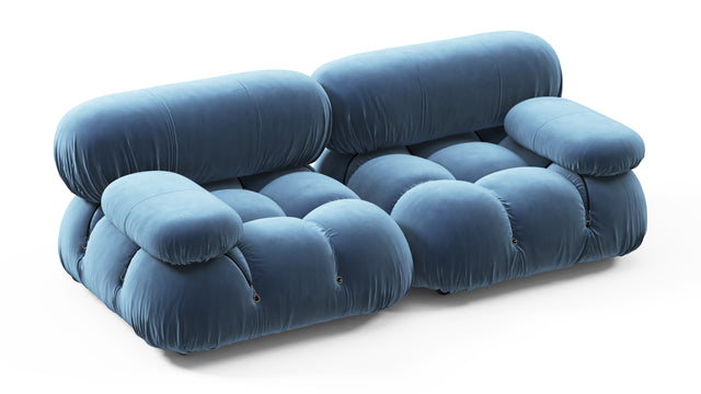 Bellini Sofa - Mario Bellini Two Seater Sofa, Aegean Blue Velvet