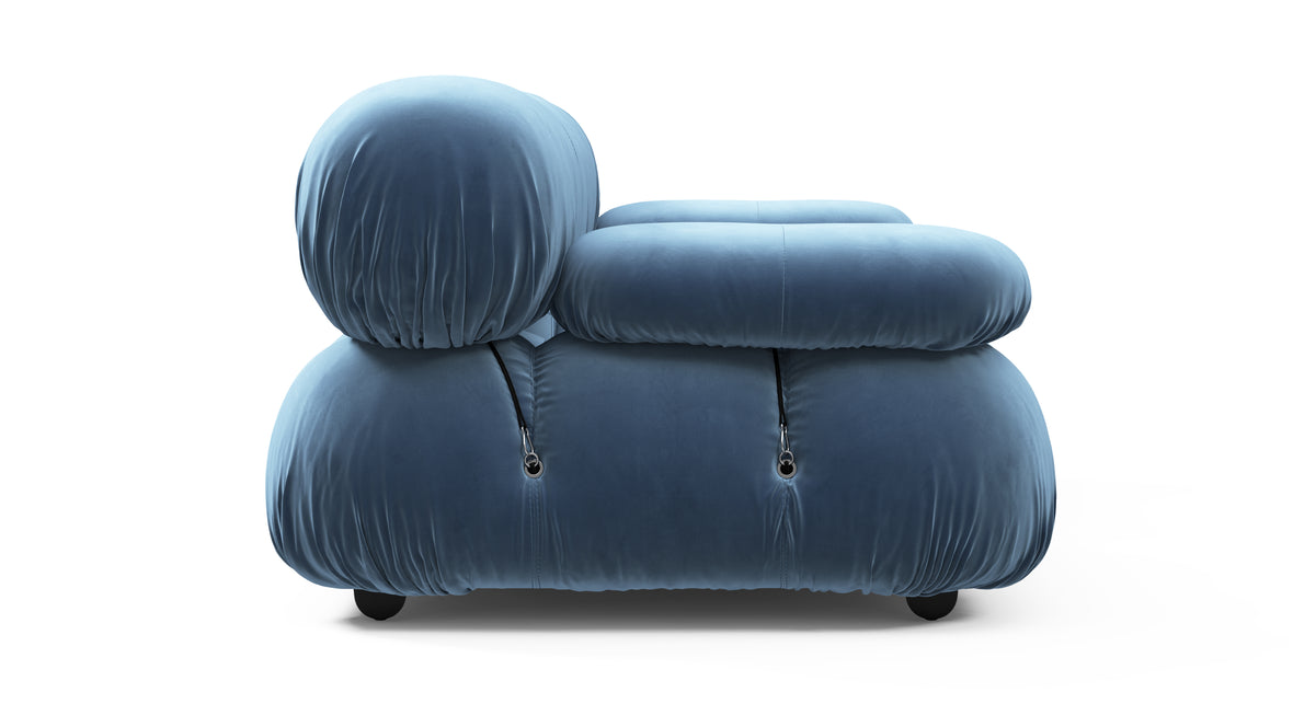 Bellini Sofa - Mario Bellini Two Seater Sofa, Aegean Blue Velvet