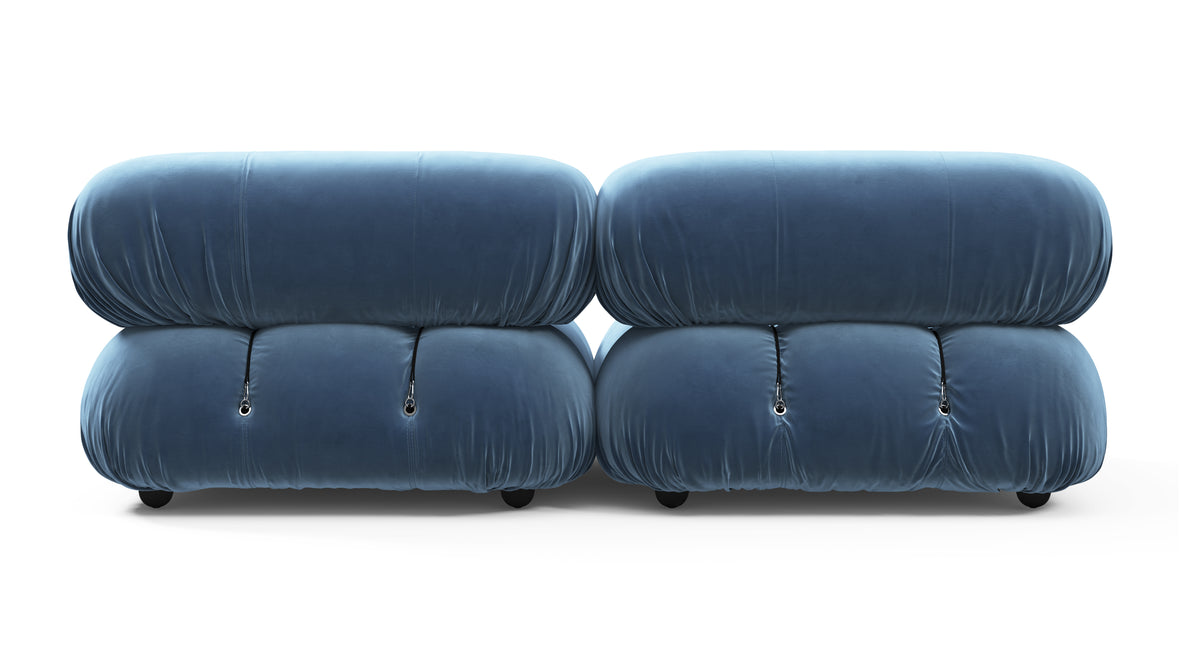 Bellini Sofa - Mario Bellini Two Seater Sofa, Aegean Blue Velvet