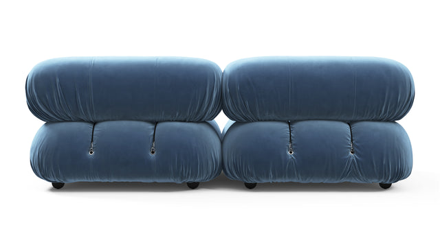 Bellini Sofa - Mario Bellini Two Seater Sofa, Aegean Blue Velvet
