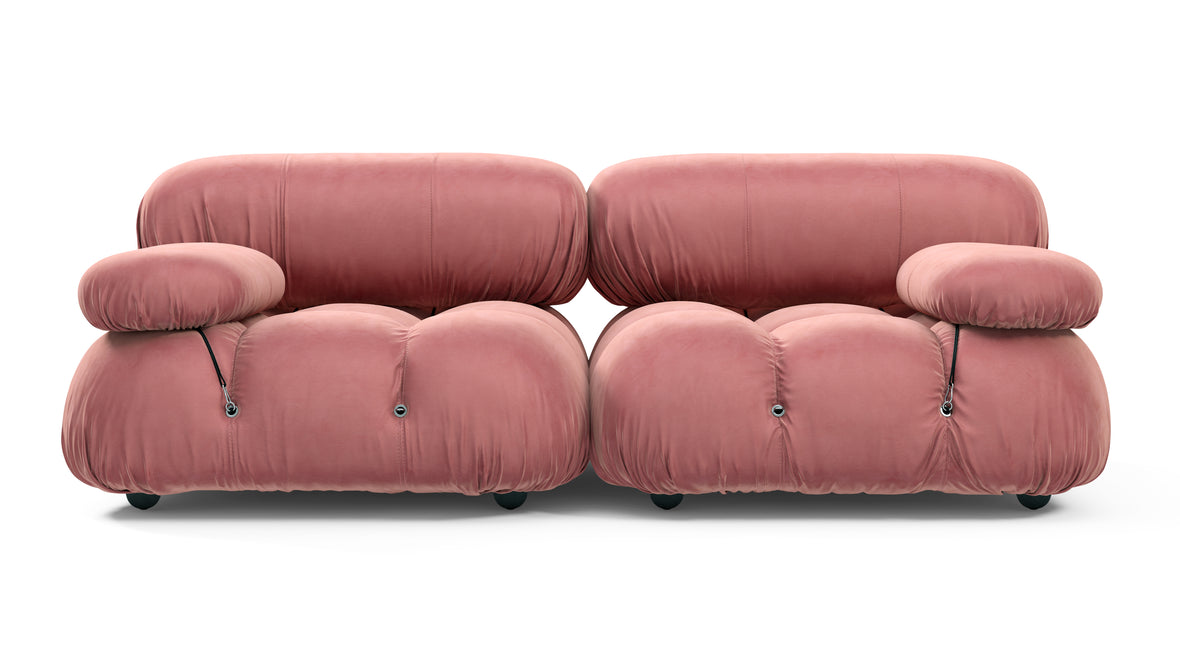 Bellini Sofa - Mario Bellini Two Seater Sofa, Blush Pink Velvet