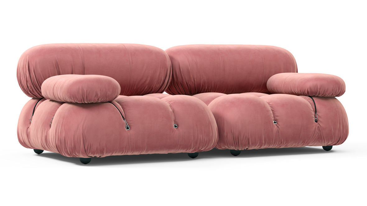 Bellini Sofa - Mario Bellini Two Seater Sofa, Blush Pink Velvet