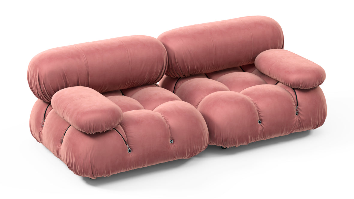 Bellini Sofa - Mario Bellini Two Seater Sofa, Blush Pink Velvet