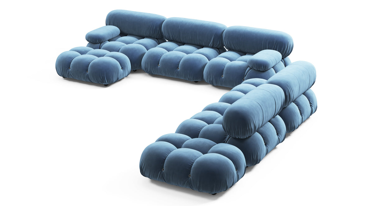 Bellini Large Sectional - Mario Bellini Large Sectional, Right Corner, Aegean Blue Velvet