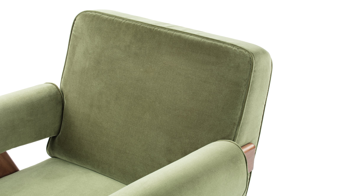 Jeanneret Lounge Chair - Pierre Jeanneret Lounge Chair, Olive Green Velvet