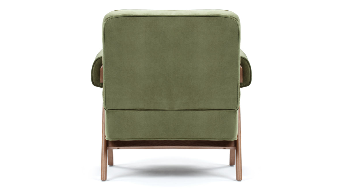 Jeanneret Lounge Chair - Pierre Jeanneret Lounge Chair, Olive Green Velvet