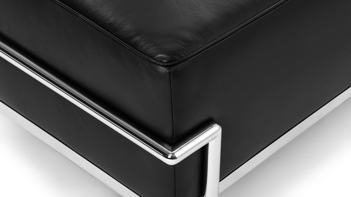 Corbusier - Corbusier Grand Modele Ottoman, Midnight Black Premium Leather