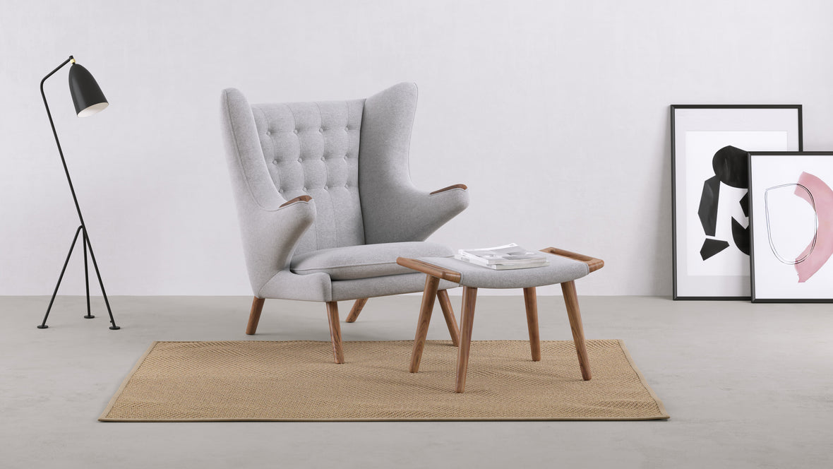 Papa Bear - Papa Bear Lounge Chair, Light Gray Wool and Walnut