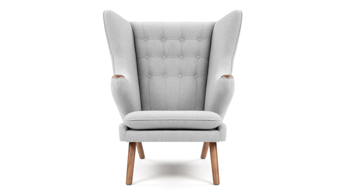 Papa Bear - Papa Bear Lounge Chair, Light Gray Wool and Walnut