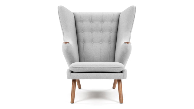 Papa Bear - Papa Bear Lounge Chair, Light Gray Wool and Walnut