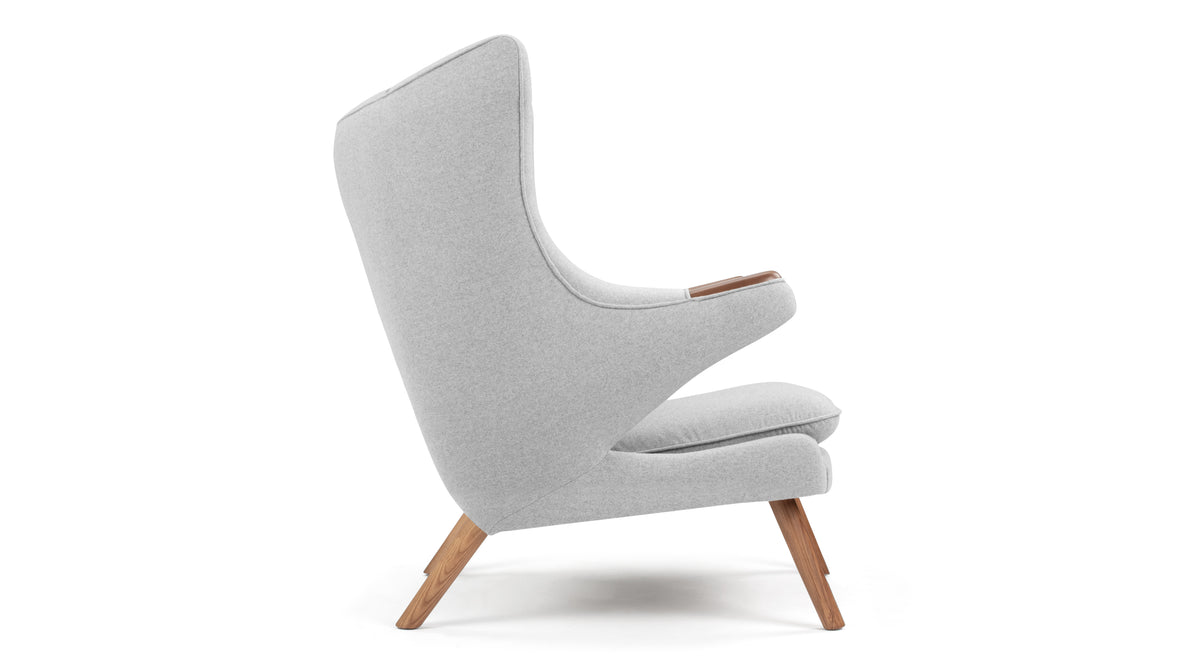 Papa Bear - Papa Bear Lounge Chair, Light Gray Wool and Walnut