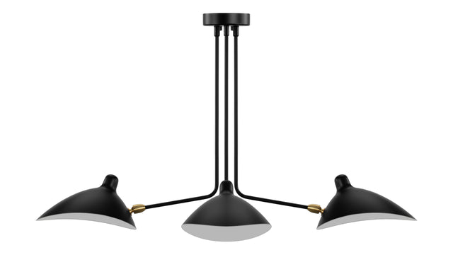 Mouille - Mouille Three Arm Ceiling Light, Small, Black