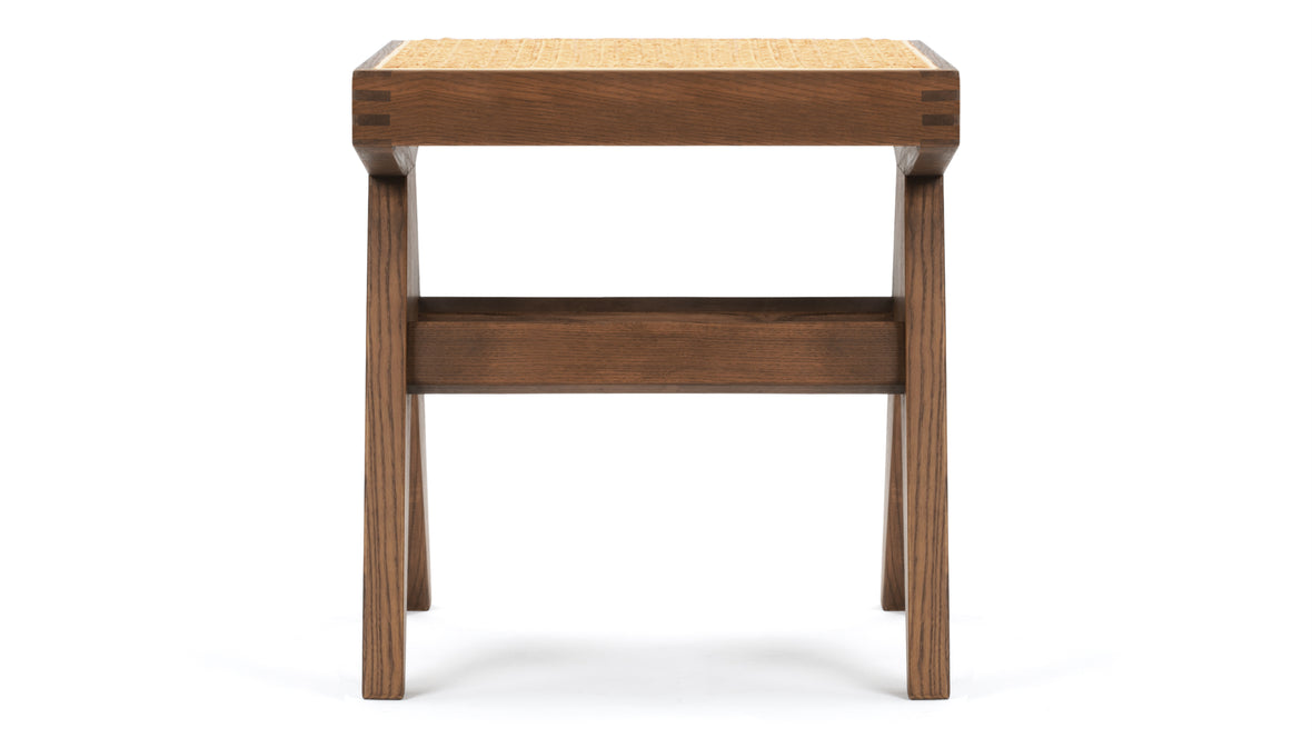 Jeanneret Low Stool - Pierre Jeanneret Stool, Walnut Stain