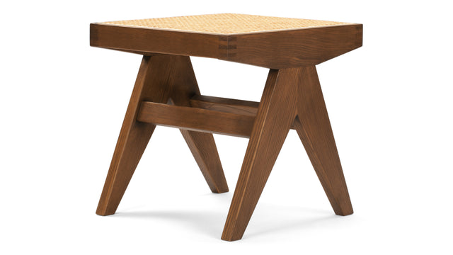 Jeanneret Low Stool - Pierre Jeanneret Stool, Walnut Stain