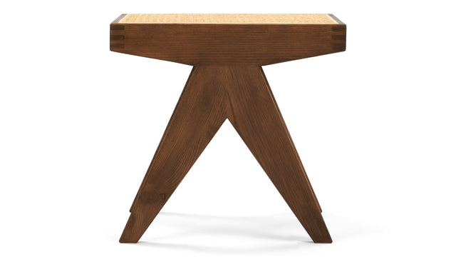 Jeanneret Low Stool - Pierre Jeanneret Stool, Walnut Stain