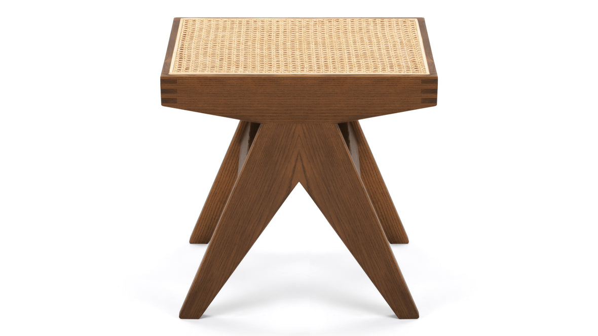 Jeanneret Low Stool - Pierre Jeanneret Stool, Walnut Stain