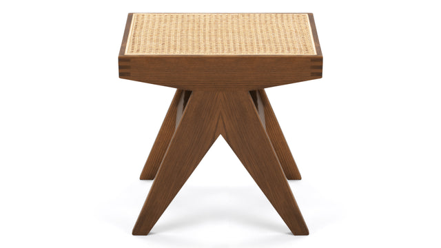 Jeanneret Low Stool - Pierre Jeanneret Stool, Walnut Stain