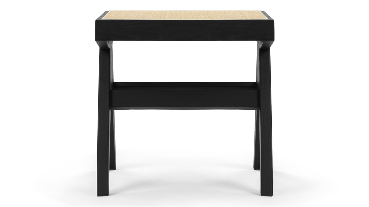 Jeanneret Low Stool - Pierre Jeanneret Stool, Black