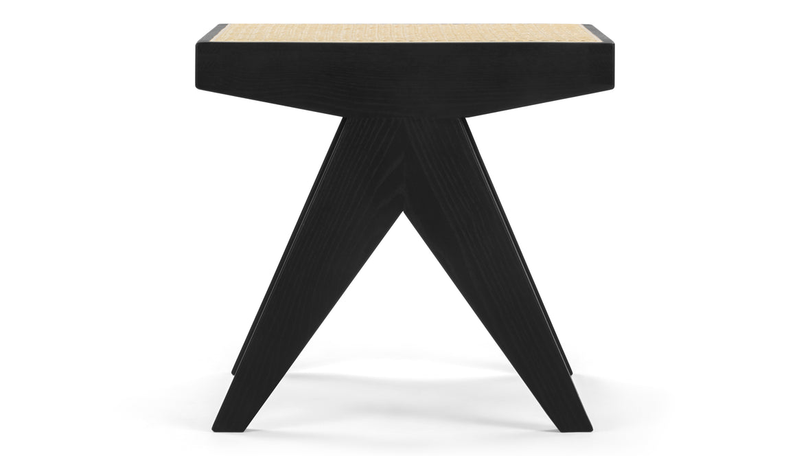 Jeanneret Low Stool - Pierre Jeanneret Stool, Black