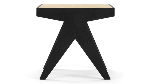 Jeanneret Low Stool - Pierre Jeanneret Stool, Black