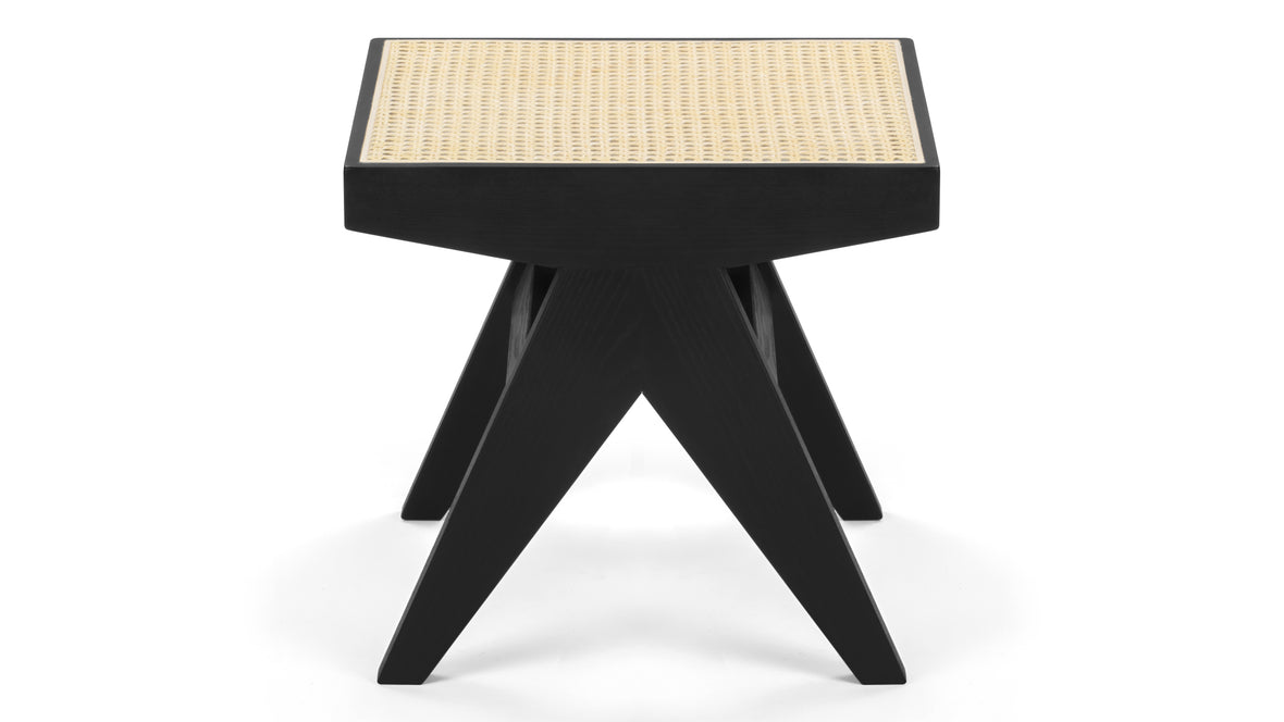 Jeanneret Low Stool - Pierre Jeanneret Stool, Black