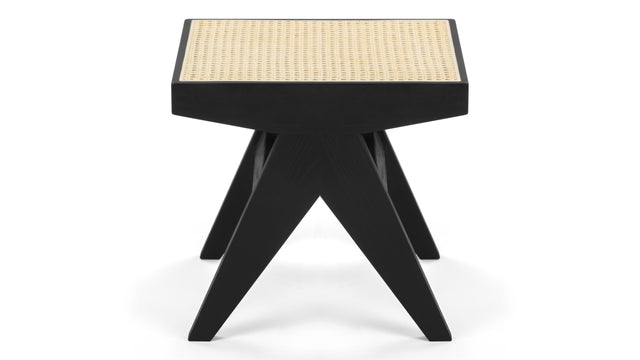 Jeanneret Low Stool - Pierre Jeanneret Stool, Black