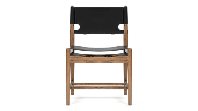Aksel - Aksel Side Chair, Deep Black Vegan Leather and Walnut Stain